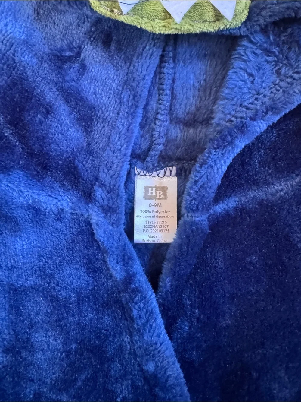 Hudson Baby Navy Plush Hooded Robe with Green Crocodile Hood